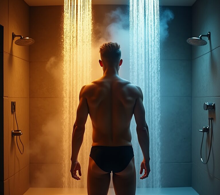 Split image: hot steam vs cold water streams