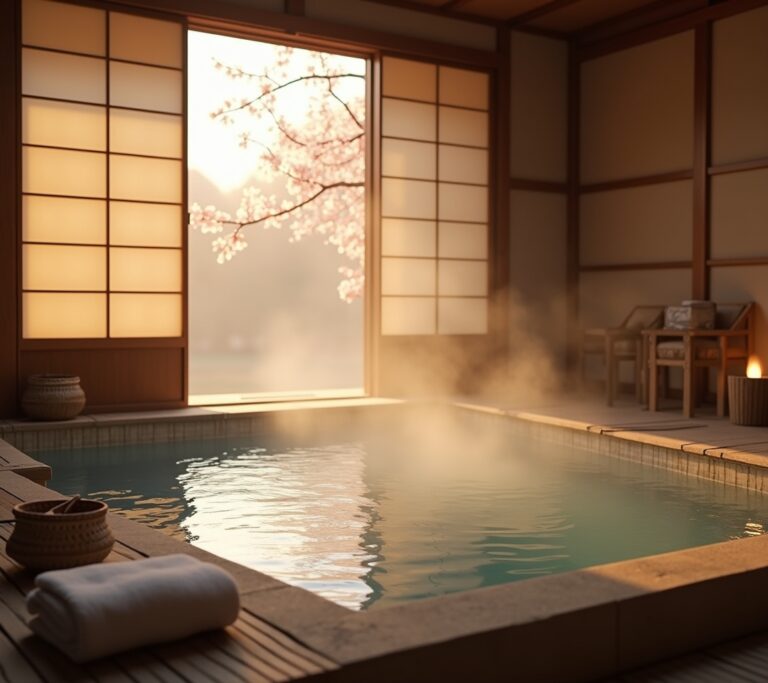 Traditional Japanese bathroom setup