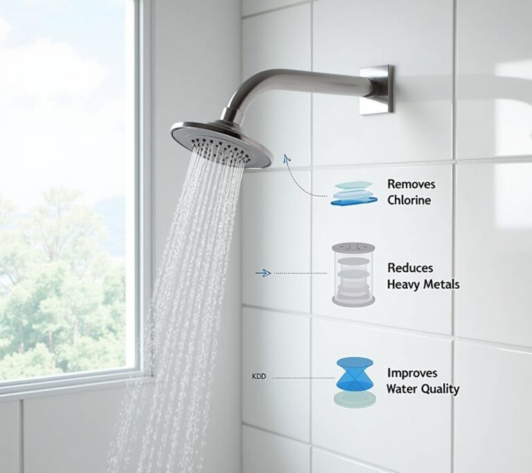 Shower filter attachment installed