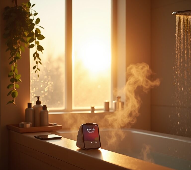 Waterproof speaker in steamy shower
